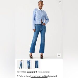 J Crew 9" demi-boot crop jean in Wedgewood wash